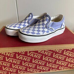 NEW! Vans Classic Slip-On - Kids Size 10.5 - Light Blue Checkered